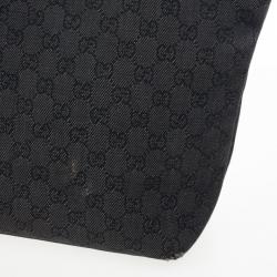 Pre Owned Gucci Black GG Canvas Capri Chain Large Tote Bag