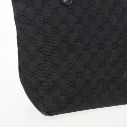 Pre Owned Gucci Black GG Canvas Capri Chain Large Tote Bag