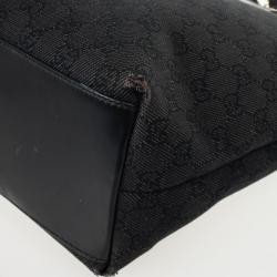 Pre Owned Gucci Black GG Canvas Capri Chain Large Tote Bag