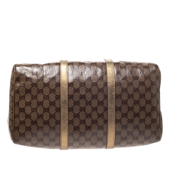 Pre Owned Gucci Gold/Beige GG Crystal Canvas Large Joy Boston Bag