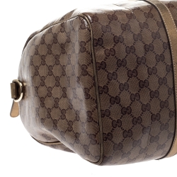 Pre Owned Gucci Gold/Beige GG Crystal Canvas Large Joy Boston Bag