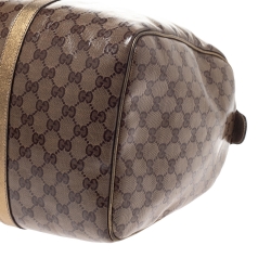 Pre Owned Gucci Gold/Beige GG Crystal Canvas Large Joy Boston Bag