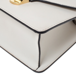 Pre Owned Gucci Ivory Leather Mini Sylvie Top Handle Bag