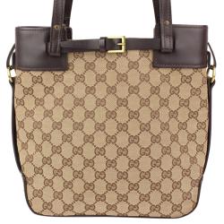 مملوكة مسبقًا Gucci Beige/Ebony GG Canvas and Leather Tote