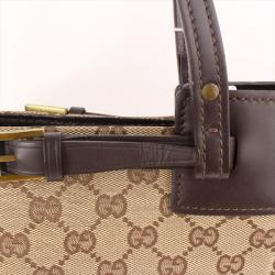 مملوكة مسبقًا Gucci Beige/Ebony GG Canvas and Leather Tote