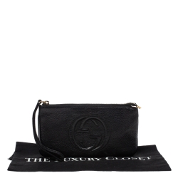 Pre Owned حقيبة كلتش غوتشي "سوهو" حمالة معصم جلد أسود