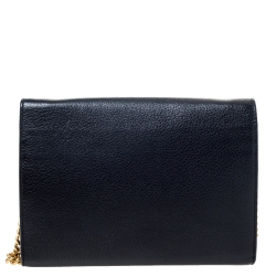مملوكة مسبقًا Gucci Black Leather Mini GG Marmont Shoulder Bag