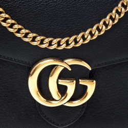 مملوكة مسبقًا Gucci Black Leather Mini GG Marmont Shoulder Bag
