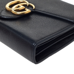 مملوكة مسبقًا Gucci Black Leather Mini GG Marmont Shoulder Bag
