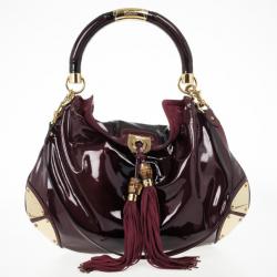 Pre Owned Gucci Burgundy Patent Leather Indy Hobo