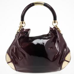 Pre Owned Gucci Burgundy Patent Leather Indy Hobo