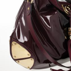 Pre Owned Gucci Burgundy Patent Leather Indy Hobo