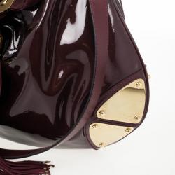 Pre Owned Gucci Burgundy Patent Leather Indy Hobo