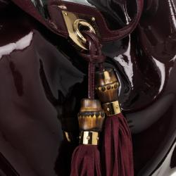 Pre Owned Gucci Burgundy Patent Leather Indy Hobo