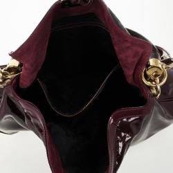 Pre Owned Gucci Burgundy Patent Leather Indy Hobo