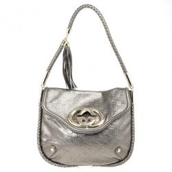 Pre Owned Gucci Metallic Guccissima Bridget Hobo