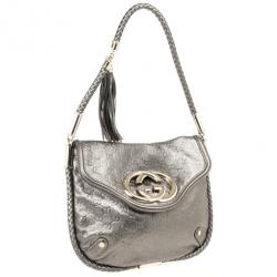 Pre Owned Gucci Metallic Guccissima Bridget Hobo