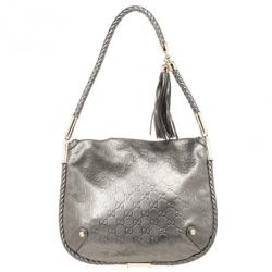 Pre Owned Gucci Metallic Guccissima Bridget Hobo