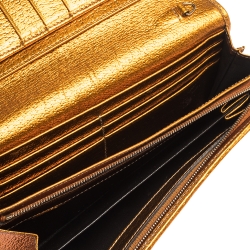 Gucci Beige/Gold GG Canvas Flap Continental  Wallet