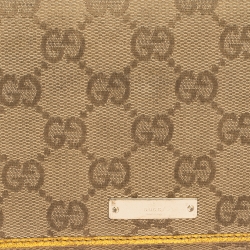 Gucci Beige/Gold GG Canvas Flap Continental  Wallet