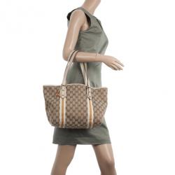 Pre Owned Gucci Cream GG Jolicoeur Medium Tote Bag