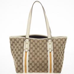 Pre Owned Gucci Cream GG Jolicoeur Medium Tote Bag