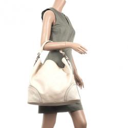 Pre Owned Gucci Beige Leather Guccissima Large Signoria Hobo