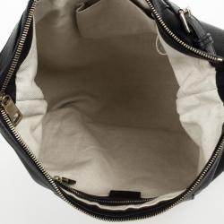 Pre Owned Gucci Black Leather Red Green Stripe Hobo
