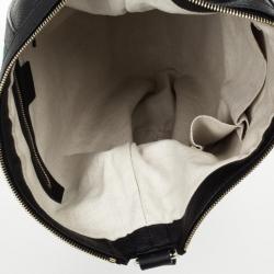Pre Owned Gucci Black Leather Red Green Stripe Hobo