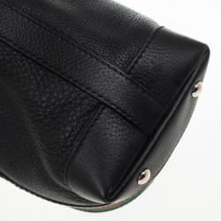 Pre Owned Gucci Black Leather Red Green Stripe Hobo