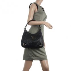 Pre Owned Gucci Black Guccissima Abbey D-Ring Hobo 