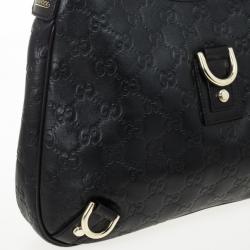 Pre Owned Gucci Black Guccissima Abbey D-Ring Hobo 