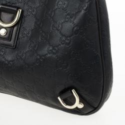 Pre Owned Gucci Black Guccissima Abbey D-Ring Hobo 