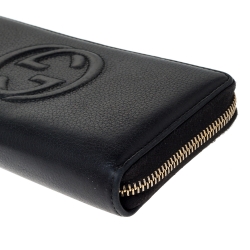 Gucci Black Leather Soho Zip Around Wallet