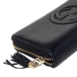 Gucci Black Leather Soho Zip Around Wallet