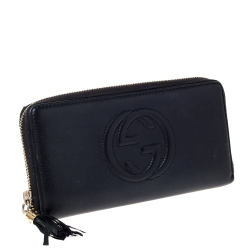 Gucci Black Leather Soho Zip Around Wallet