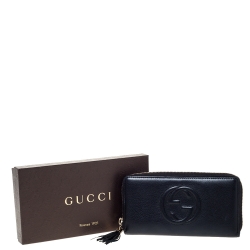 Gucci Black Leather Soho Zip Around Wallet