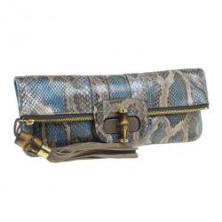 Pre Owned Gucci Multicolor Python Bamboo Tassel Clutch