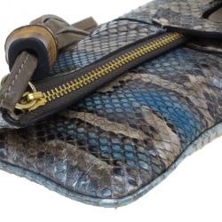 Pre Owned Gucci Multicolor Python Bamboo Tassel Clutch