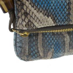 Pre Owned Gucci Multicolor Python Bamboo Tassel Clutch