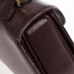 Pre Owned Gucci Burgundy Top Handle Bamboo Bag
