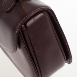 Pre Owned Gucci Burgundy Top Handle Bamboo Bag