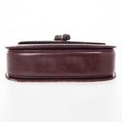 Pre Owned Gucci Burgundy Top Handle Bamboo Bag