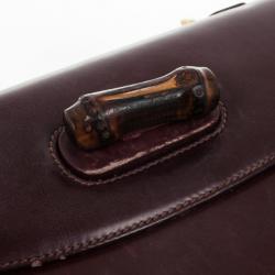 Pre Owned Gucci Burgundy Top Handle Bamboo Bag