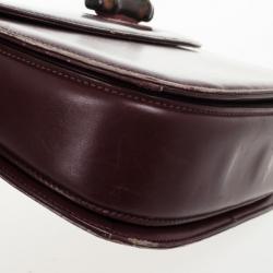 Pre Owned Gucci Burgundy Top Handle Bamboo Bag