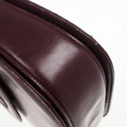 Pre Owned Gucci Burgundy Top Handle Bamboo Bag