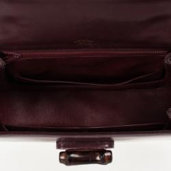 Pre Owned Gucci Burgundy Top Handle Bamboo Bag
