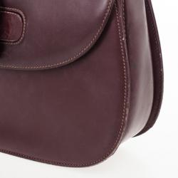 Pre Owned Gucci Burgundy Top Handle Bamboo Bag