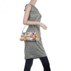 Pre Owned Gucci Flora Horsebit Flap Clutch