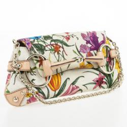 Pre Owned Gucci Flora Horsebit Flap Clutch